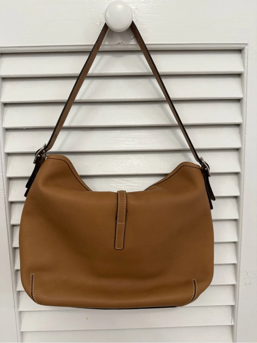 Vintage Coach Hamptons British Tan Leather Clip Hobo Shoulder Bag Style 7778 - Picture 5 of 9